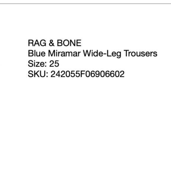 RAG & BONE Blue Miramar Wide-Leg Trousers Size: 25 - Picture 6 of 12